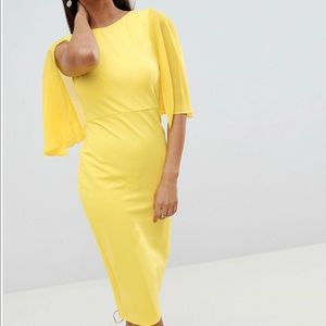 ASOS DESIGN woven mix cape back pencil dress